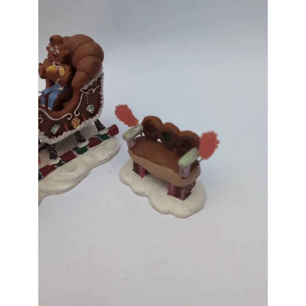 Lemax Snowman Gingerbread Sled Sugar & Spice Bench Figures Christmas Village Vtg